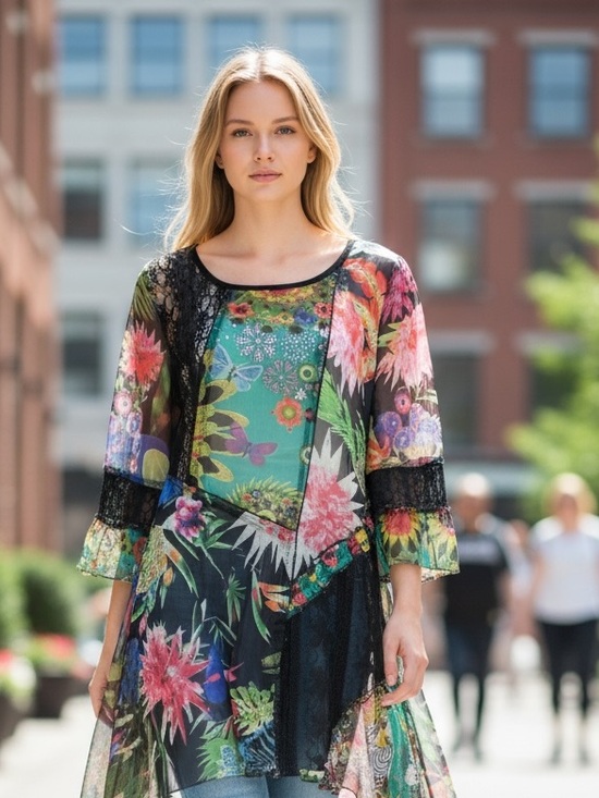 Adore Tops - Adore Floral and Lace Blouse NWOT